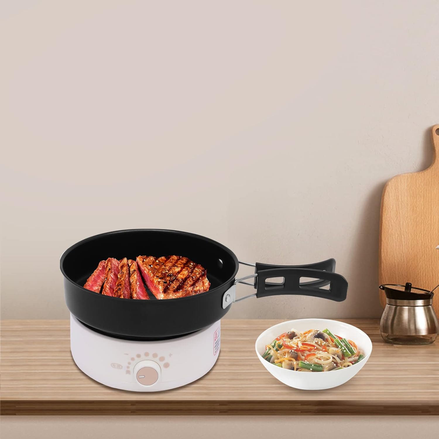 1760648101_500W-Electric-Hot-Pot-with-Steamer-Non-stick-Frying-Pan-with-Foldable-Handles-110V-Mini-Hot-Pot-Multi-Functional-Ramen-Noodle-Cooker-for-Pasta-Oatmeal-Soup-Steak.jpg 500W Electric Hot Pot with Steamer, Non-stick Frying Pan with Foldable Handles, 110V Mini Hot Pot, Multi-Functional Ramen Noodle Cooker for Pasta, Oatmeal, Soup, Steak - Image 7