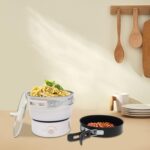 500W Electric Hot Pot with Steamer, Non-stick Frying Pan with Foldable Handles, 110V Mini Hot Pot, Multi-Functional Ramen Noodle Cooker for Pasta, Oatmeal, Soup, Steak - Image 8