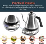 COSORI Gooseneck Electric Kettle with 5 Variable Presets, Pour Over & Coffee maker, 100% Stainless Steel Inner Lid & Bottom, 1200 Watt Quick Heating, 0.8L, Silver - Image 4