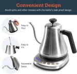 COSORI Gooseneck Electric Kettle with 5 Variable Presets, Pour Over & Coffee maker, 100% Stainless Steel Inner Lid & Bottom, 1200 Watt Quick Heating, 0.8L, Silver - Image 7