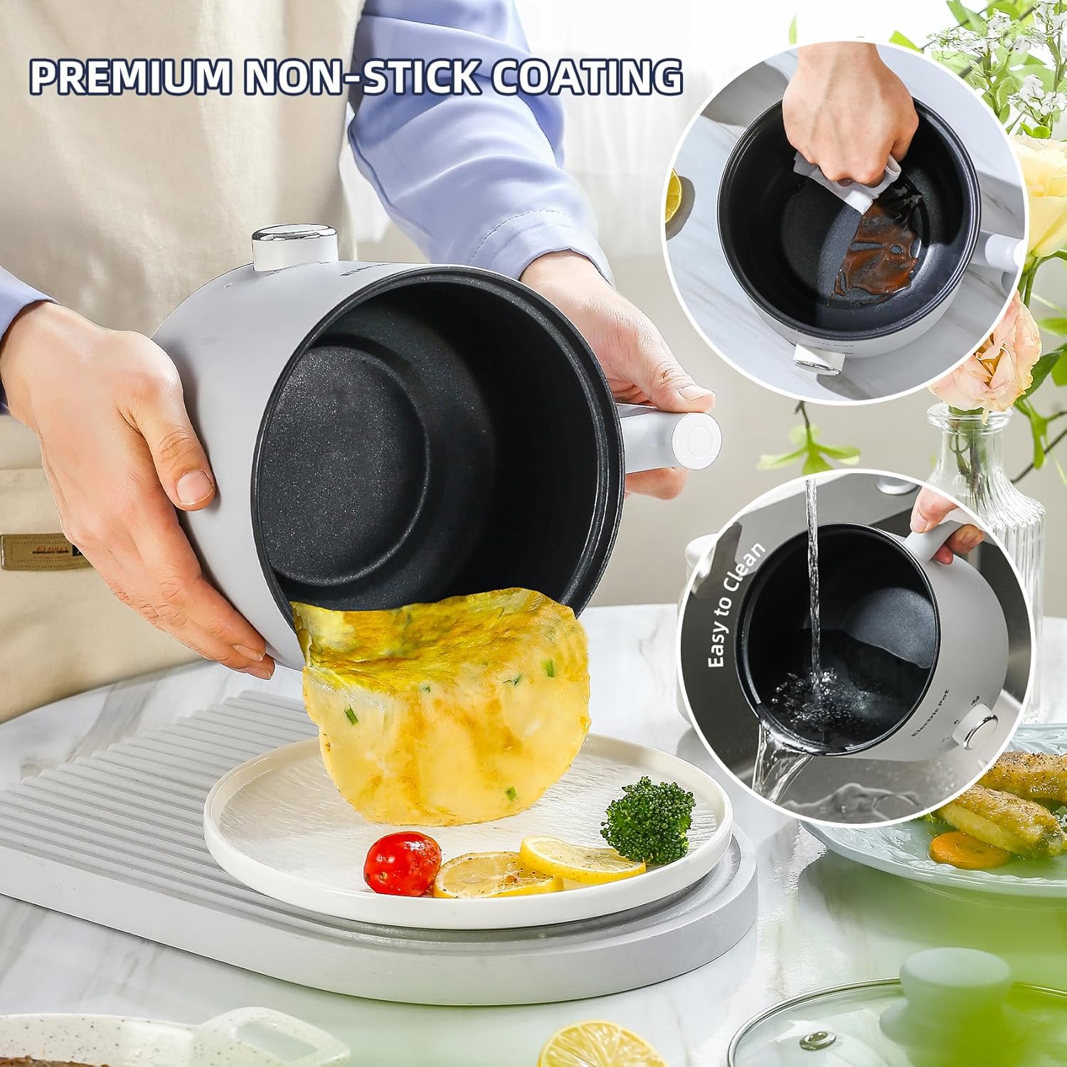 1760648793_Electric-Hot-Pot1.5-L-Ramen-Cooker-Dual-Power-Mini-Portable-Multi-Functional-Lazy-Pot-for-Pasta-Noodles-Egg-Soup-Non-Stick-Noodle-Cooker-with-Boil-Dry-Protection-for-Dorm-Office-Grey.jpg Electric Hot Pot:1.5 L Ramen Cooker, Dual Power Mini Portable Multi-Functional Lazy Pot for Pasta, Noodles, Egg, Soup, Non-Stick Noodle Cooker with Boil Dry Protection for Dorm, Office (Grey) - Image 6