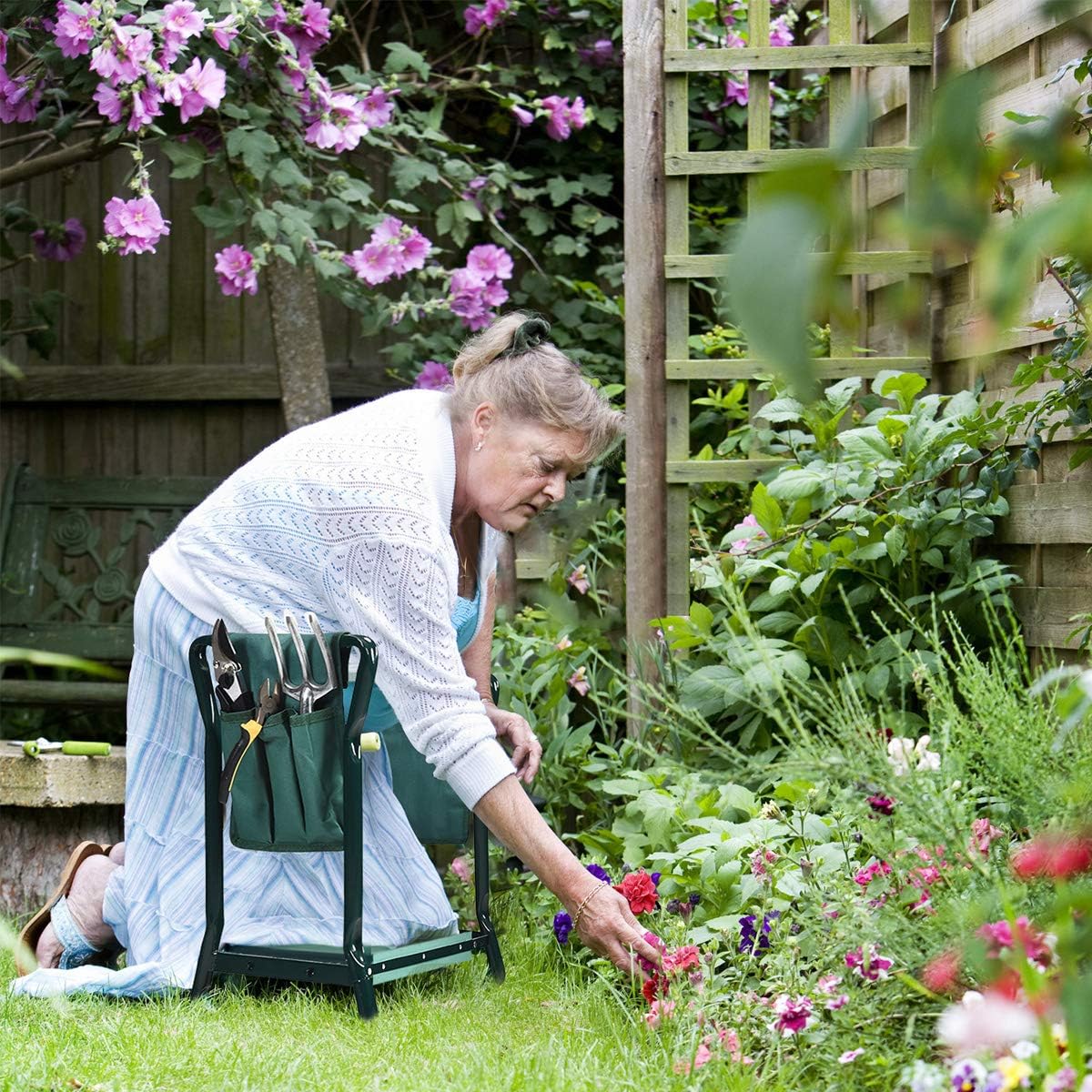 1760650146_2-in-1-Garden-Kneeler-Seat-Folding-Seat-wEVA-Foam-Kneeling-Pad-Removable-Tools-Pouch-Sturdy-Steel-Frame-No-Assembly-Portable-Heavy-Duty-Garden-Stool-for-Women-Men.jpg 2-in-1 Garden Kneeler & Seat, Folding Seat w/EVA Foam Kneeling Pad & Removable Tools Pouch, Sturdy Steel Frame, No Assembly, Portable Heavy Duty Garden Stool for Women & Men - Image 3