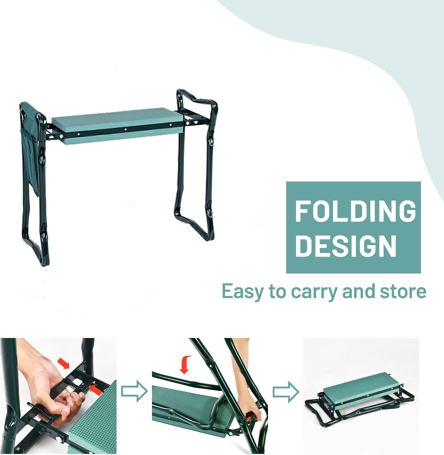 1760650151_2-in-1-Garden-Kneeler-Seat-Folding-Seat-wEVA-Foam-Kneeling-Pad-Removable-Tools-Pouch-Sturdy-Steel-Frame-No-Assembly-Portable-Heavy-Duty-Garden-Stool-for-Women-Men.jpg 2-in-1 Garden Kneeler & Seat, Folding Seat w/EVA Foam Kneeling Pad & Removable Tools Pouch, Sturdy Steel Frame, No Assembly, Portable Heavy Duty Garden Stool for Women & Men - Image 6