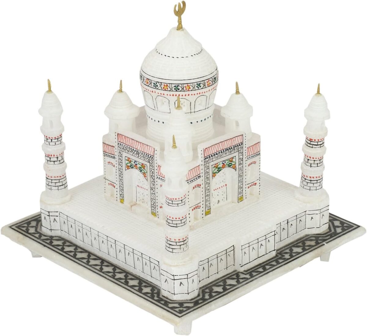 Carry Me Indian White Marble Handmade Agra Taj Mahal Replica Model with Colourful Painting (6 INCH) - Image 3