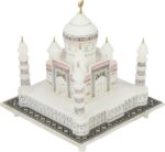 Carry Me Indian White Marble Handmade Agra Taj Mahal Replica Model with Colourful Painting (6 INCH) - Image 3