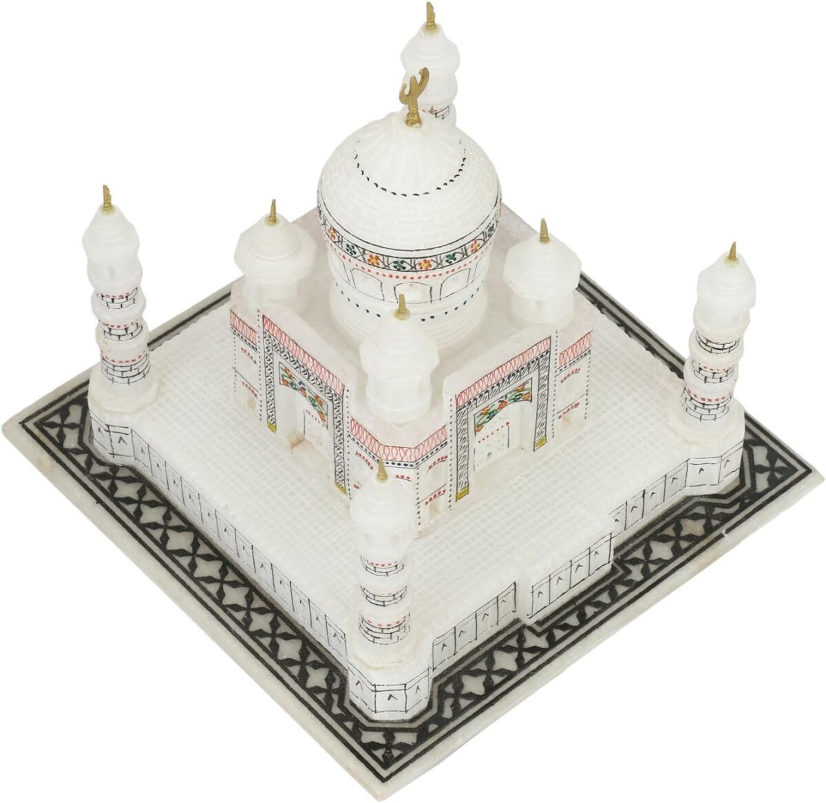 Carry Me Indian White Marble Handmade Agra Taj Mahal Replica Model with Colourful Painting (6 INCH) - Image 4
