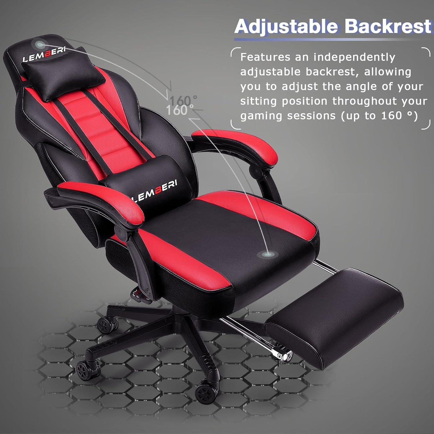 1760651387_LEMBERI-Video-Game-Chairs-with-footrest-Big-and-Tall-Gamer-Chair-for-Adults-400lb-Capacity-Racing-Style-Computer-Chair-with-Headrest-and-Lumbar-Support.jpg LEMBERI Video Game Chairs with footrest, Big and Tall Gamer Chair for Adults, 400lb Capacity, Racing Style Computer Chair with Headrest and Lumbar Support - Image 5