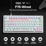 EPOMAKER Aula F75-Wired 75% Gaming Keyboard with Knob, Shine Through ABS Keycap, Gasket Structure, Programmable, Hot Swappable Creamy Mechanical Keyboard for Games/Office (White) - Image 3