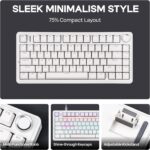 EPOMAKER Aula F75-Wired 75% Gaming Keyboard with Knob, Shine Through ABS Keycap, Gasket Structure, Programmable, Hot Swappable Creamy Mechanical Keyboard for Games/Office (White) - Image 5