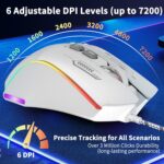 Gaming Mouse, Wired Gaming Mouse with RGB Backlit, 7200DPI Adjustable, PC Gaming Mice with 7 rogrammable Macro Buttonsg, Ergonomic Mouse Gamer for PC, Desktop, Mac，Laptop, Chromebook. - Image 4