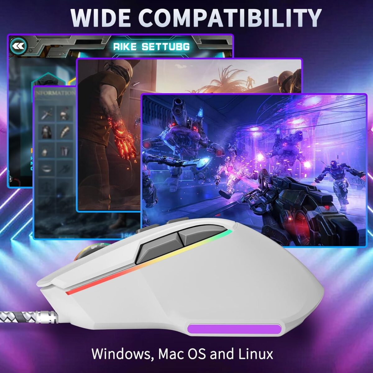 Gaming Mouse, Wired Gaming Mouse with RGB Backlit, 7200DPI Adjustable, PC Gaming Mice with 7 rogrammable Macro Buttonsg, Ergonomic Mouse Gamer for PC, Desktop, Mac，Laptop, Chromebook. - Image 7