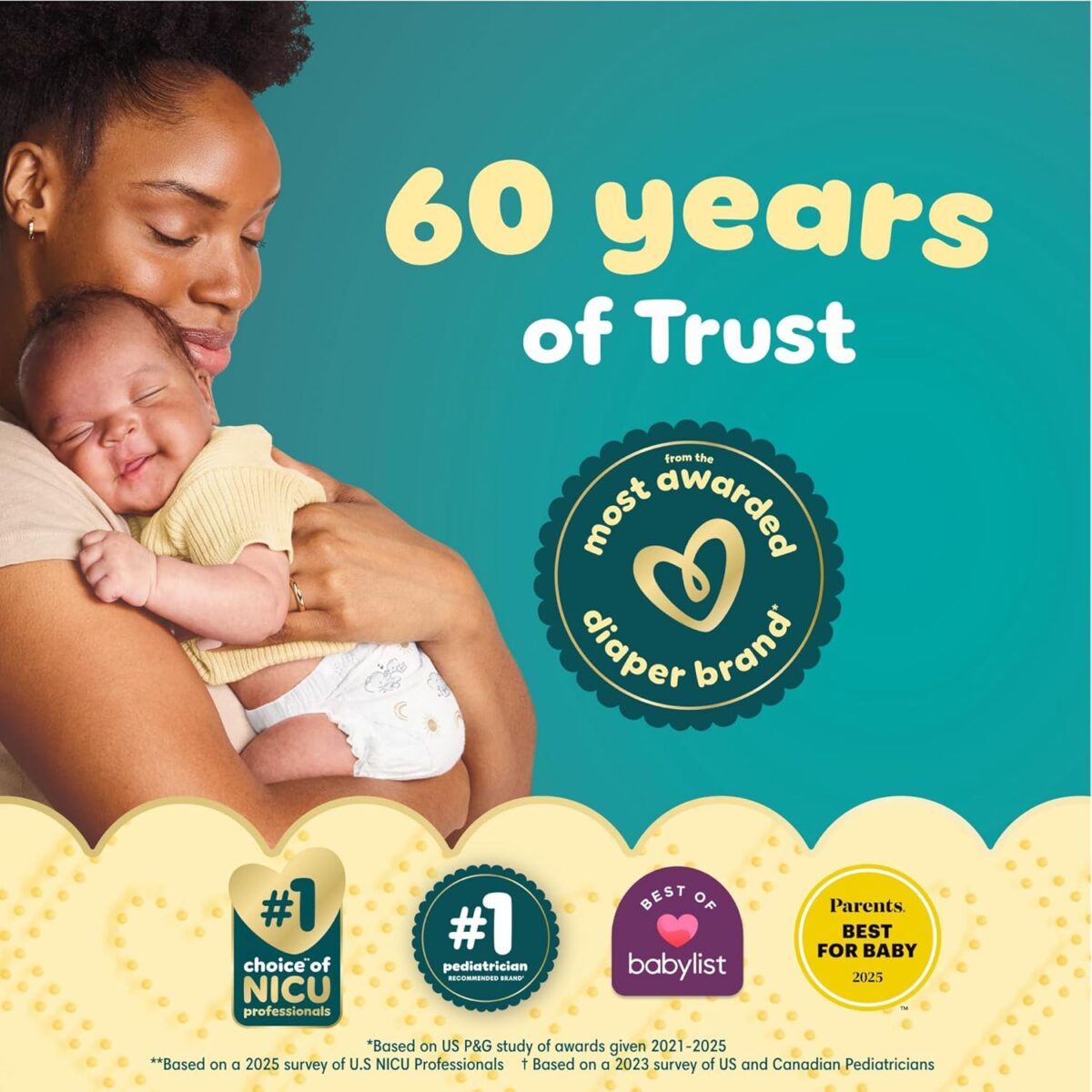 Pampers Swaddlers Diapers, Size 0 (up to 10 lbs), 140 Count, Absorbent, Keeps Baby Dry and Comfortable, Skin Safe Disposable Baby Diaper (Packaging May Vary) - Image 7