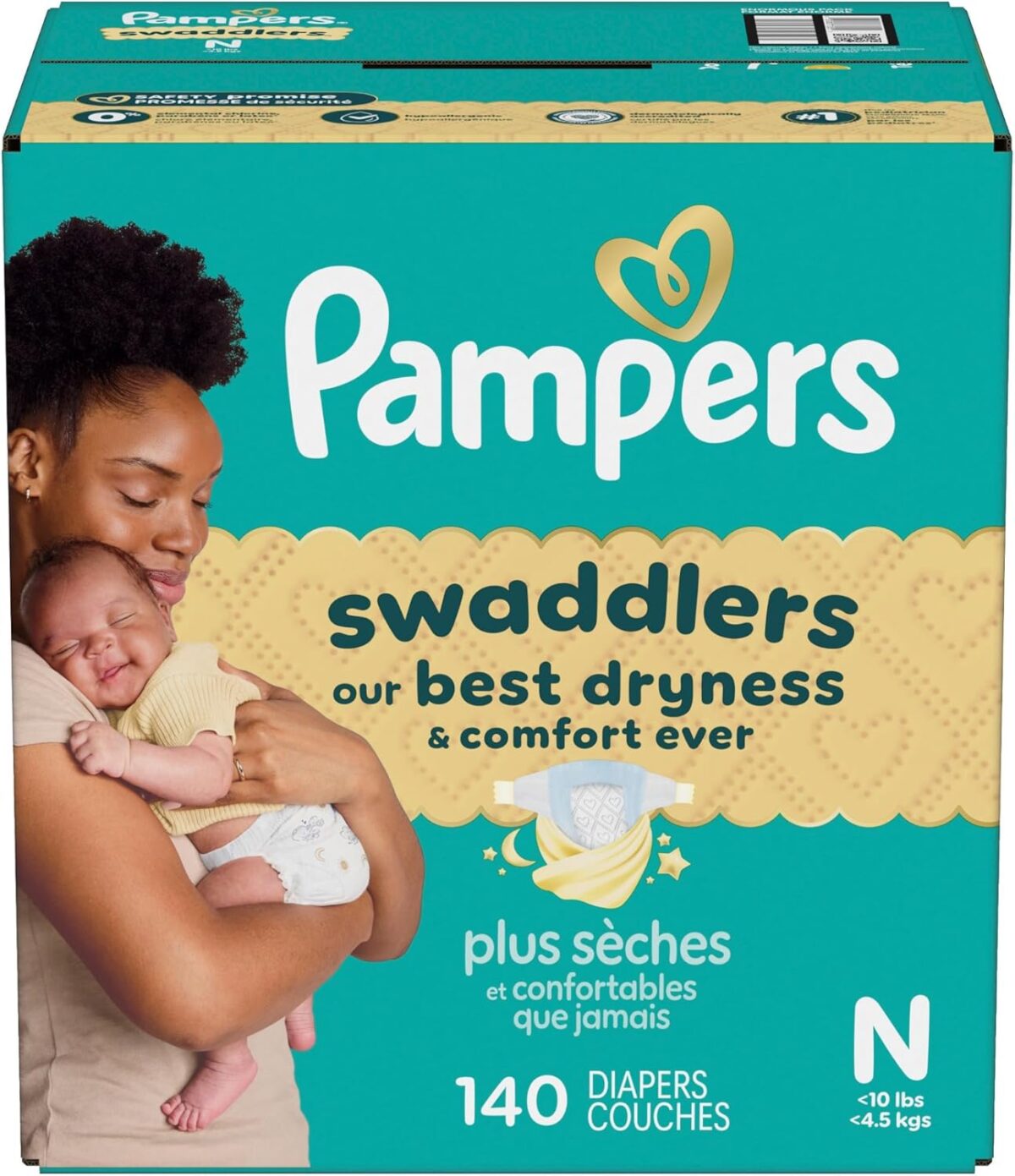 Pampers Swaddlers Diapers, Size 0 (up to 10 lbs), 140 Count, Absorbent, Keeps Baby Dry and Comfortable, Skin Safe Disposable Baby Diaper (Packaging May Vary) - Image 18