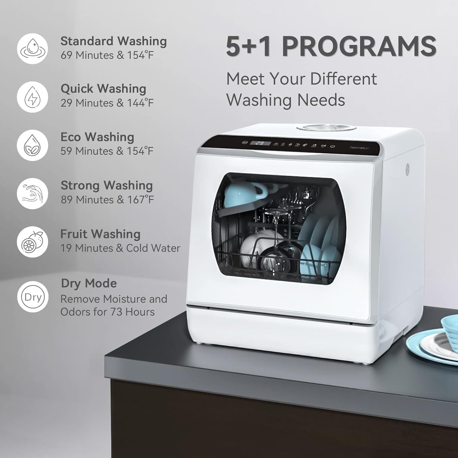 1760653688_Hermitlux-Countertop-Dishwasher-5-Washing-Programs-Portable-Dishwasher-With-5-Liter-Built-in-Water-Tank-For-Glass-Door.jpg Hermitlux Countertop Dishwasher, 5 Washing Programs Portable Dishwasher With 5-Liter Built-in Water Tank For Glass Door - Image 4