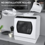 Hermitlux Countertop Dishwasher, 5 Washing Programs Portable Dishwasher With 5-Liter Built-in Water Tank For Glass Door - Image 5