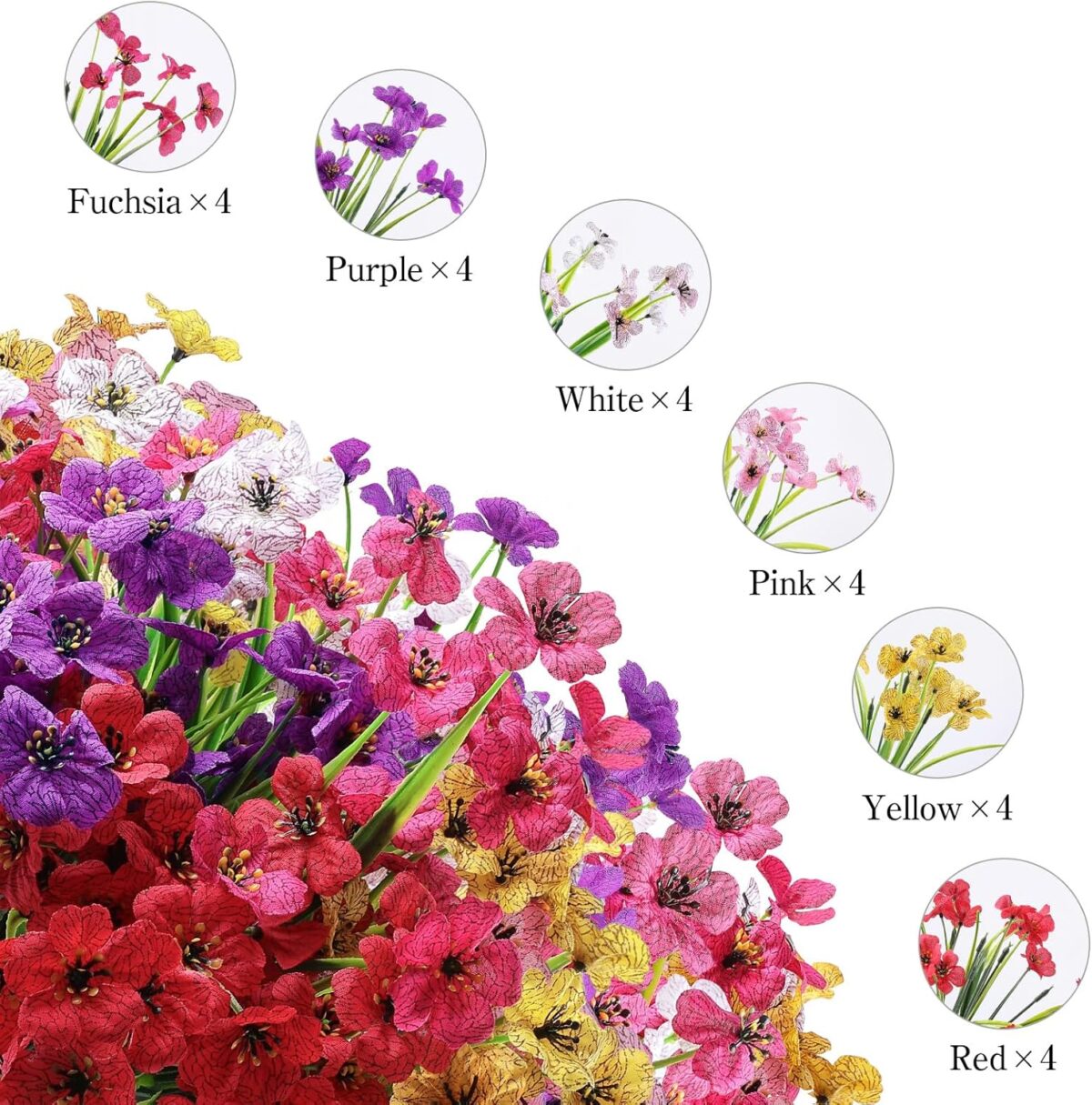 AGIRL 24 Bundles Artificial Flowers for Outdoor,No Fade Fake Plastic Flowers Faux Plants for Decoration Hanging Planters Indoor Outside Garden Porch Window Box Home Wedding Farmhouse - Image 4