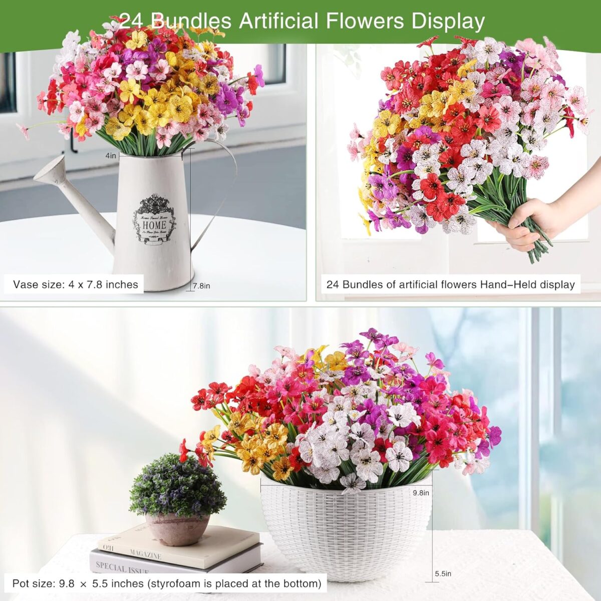 AGIRL 24 Bundles Artificial Flowers for Outdoor,No Fade Fake Plastic Flowers Faux Plants for Decoration Hanging Planters Indoor Outside Garden Porch Window Box Home Wedding Farmhouse - Image 5