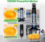 Immersion Blender Handheld Corded Hand Blenders Set 1100W, Trigger Variable Speed 5 in 1 Stick Emulsifier with Chopper, Whisk and Frother for Soup, Baby Food and Smoothies - Image 3