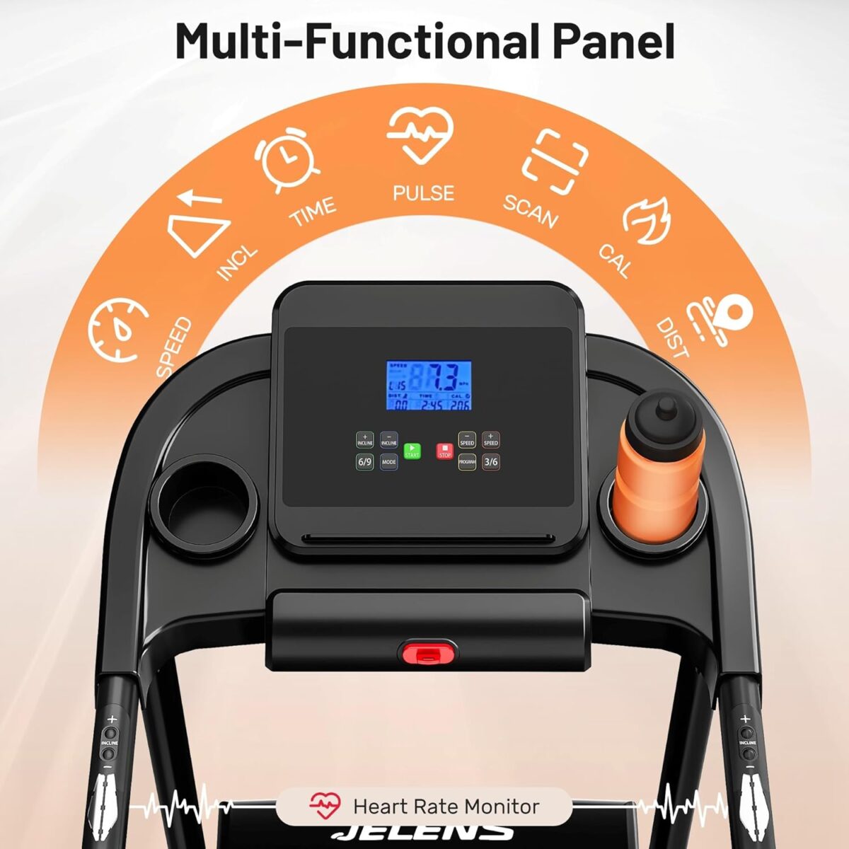 Treadmill for Home with 0-15% Auto Incline, Foldable Walking Pad Treadmill with 330LBS Weight Capacity and Pulse Sensors, 3.0HP Quiet Walking Pad with App and LCD Display - Image 4