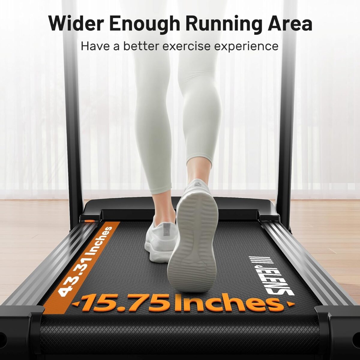 Treadmill for Home with 0-15% Auto Incline, Foldable Walking Pad Treadmill with 330LBS Weight Capacity and Pulse Sensors, 3.0HP Quiet Walking Pad with App and LCD Display - Image 5