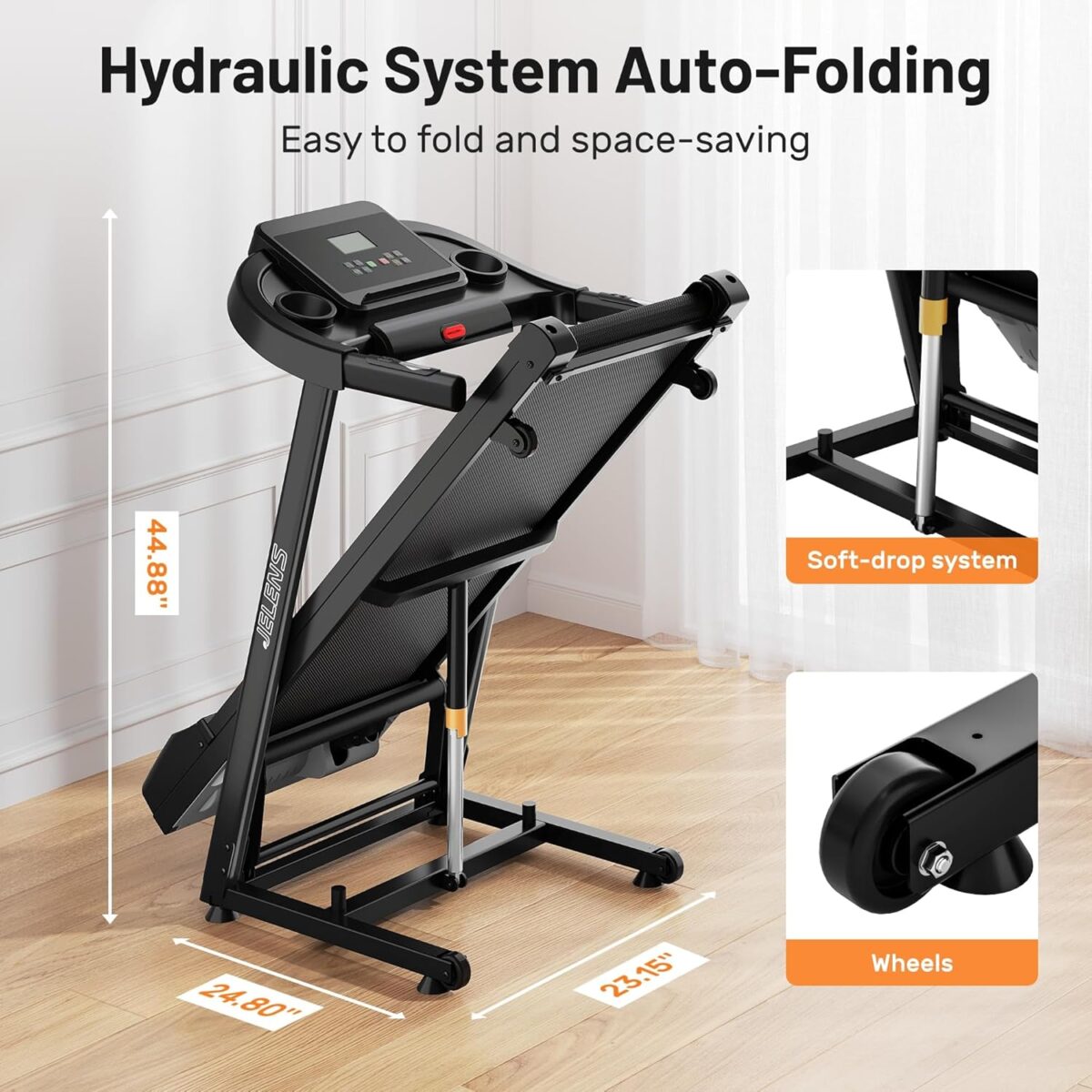 Treadmill for Home with 0-15% Auto Incline, Foldable Walking Pad Treadmill with 330LBS Weight Capacity and Pulse Sensors, 3.0HP Quiet Walking Pad with App and LCD Display - Image 9