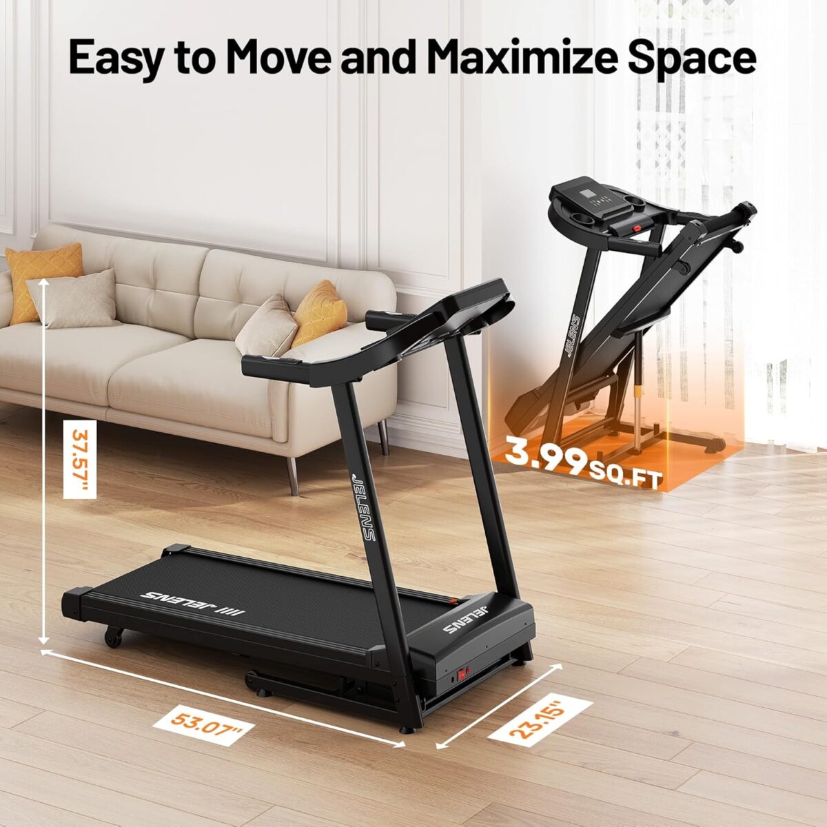 Treadmill for Home with 0-15% Auto Incline, Foldable Walking Pad Treadmill with 330LBS Weight Capacity and Pulse Sensors, 3.0HP Quiet Walking Pad with App and LCD Display - Image 10