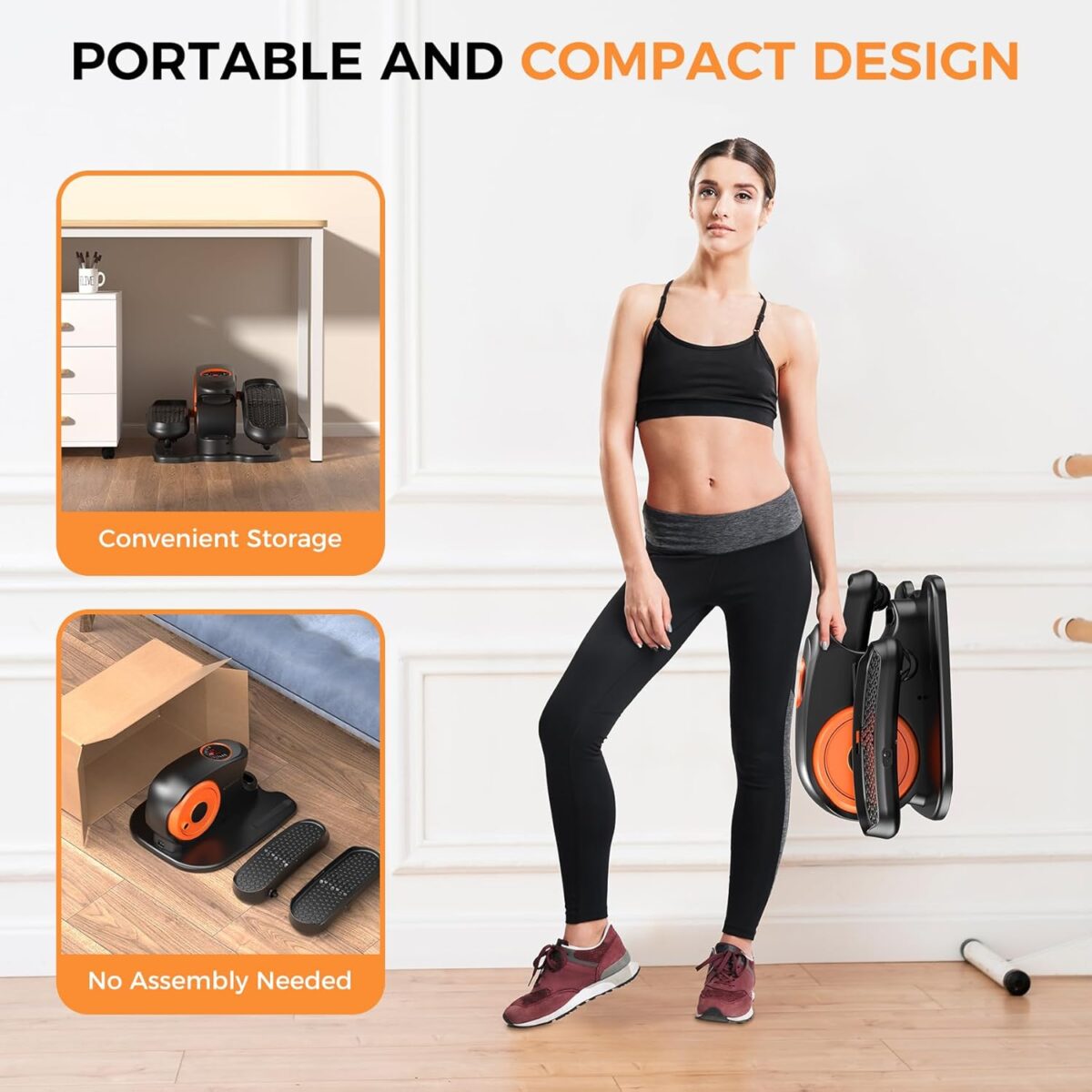 Under Desk Elliptical Machine, 2-in-1 Electric Ellipse Leg Exerciser for Seniors, Quiet & Compact Pedal Exerciser with Remote, 12 Speed Elliptical Exercise Machine for Home Office - Image 8