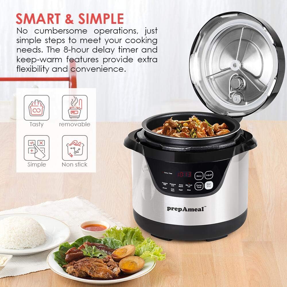 1760735473_3-Quart-Pressure-Cooker-8-IN-1-Multi-Use-Programmable-Instant-Cooker-Electric-Pressure-Pot-with-Slow-Cook-Rice-Steamer-Saute-Brown-Warmer.jpg 3 Quart Pressure Cooker 8 IN 1 Multi Use Programmable Instant Cooker Electric Pressure Pot with Slow Cook, Rice, Steamer, Sauté, Brown, Warmer - Image 3