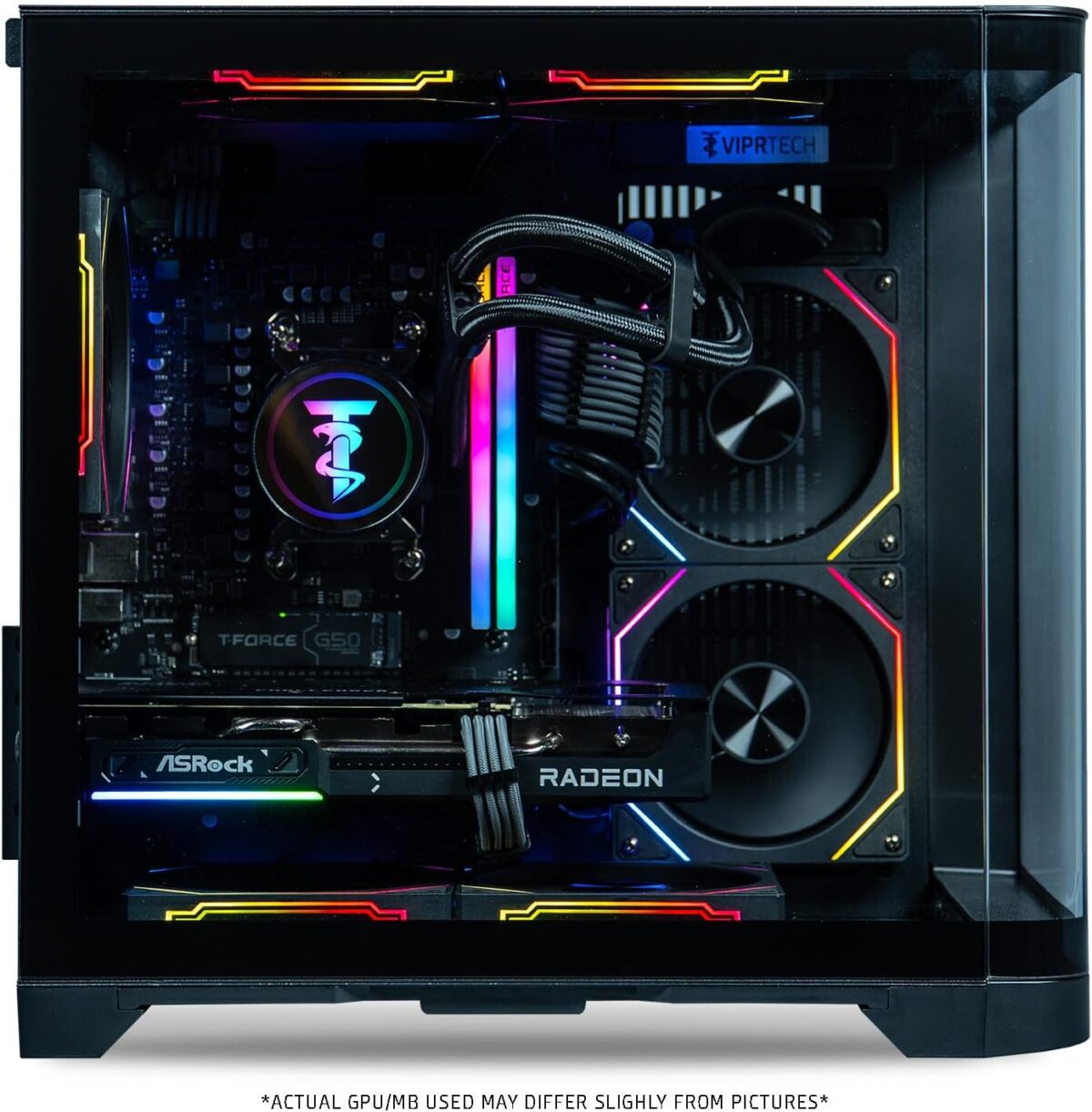 ViprTech Reaper 2.5 Liquid-Cooled PC - AMD Ryzen 7 8700F (5.0Ghz Turbo), AMD RX 9060 XT 16GB, 32GB DDR5 6400, 2TB NVMe SSD, Gold-Rated PSU, VR-Ready, WiFi BT, Win 11, Gaming Desktop Computer, Black - Image 4
