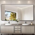 72" x 36"Bathroom Mirror, Matte Black Wall Mirror with Metal Frame, Decorative Rectangular Vanity Mirror for Bedroom Bathroom Living Room Entryway (Horizontal/Vertical) - Image 3