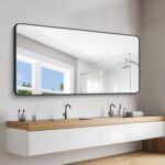 72" x 36"Bathroom Mirror, Matte Black Wall Mirror with Metal Frame, Decorative Rectangular Vanity Mirror for Bedroom Bathroom Living Room Entryway (Horizontal/Vertical) - Image 4