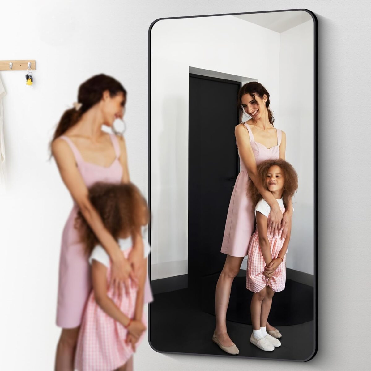 72" x 36"Bathroom Mirror, Matte Black Wall Mirror with Metal Frame, Decorative Rectangular Vanity Mirror for Bedroom Bathroom Living Room Entryway (Horizontal/Vertical) - Image 5