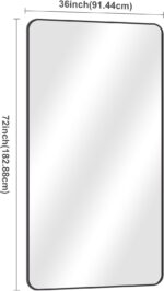 72" x 36"Bathroom Mirror, Matte Black Wall Mirror with Metal Frame, Decorative Rectangular Vanity Mirror for Bedroom Bathroom Living Room Entryway (Horizontal/Vertical) - Image 6