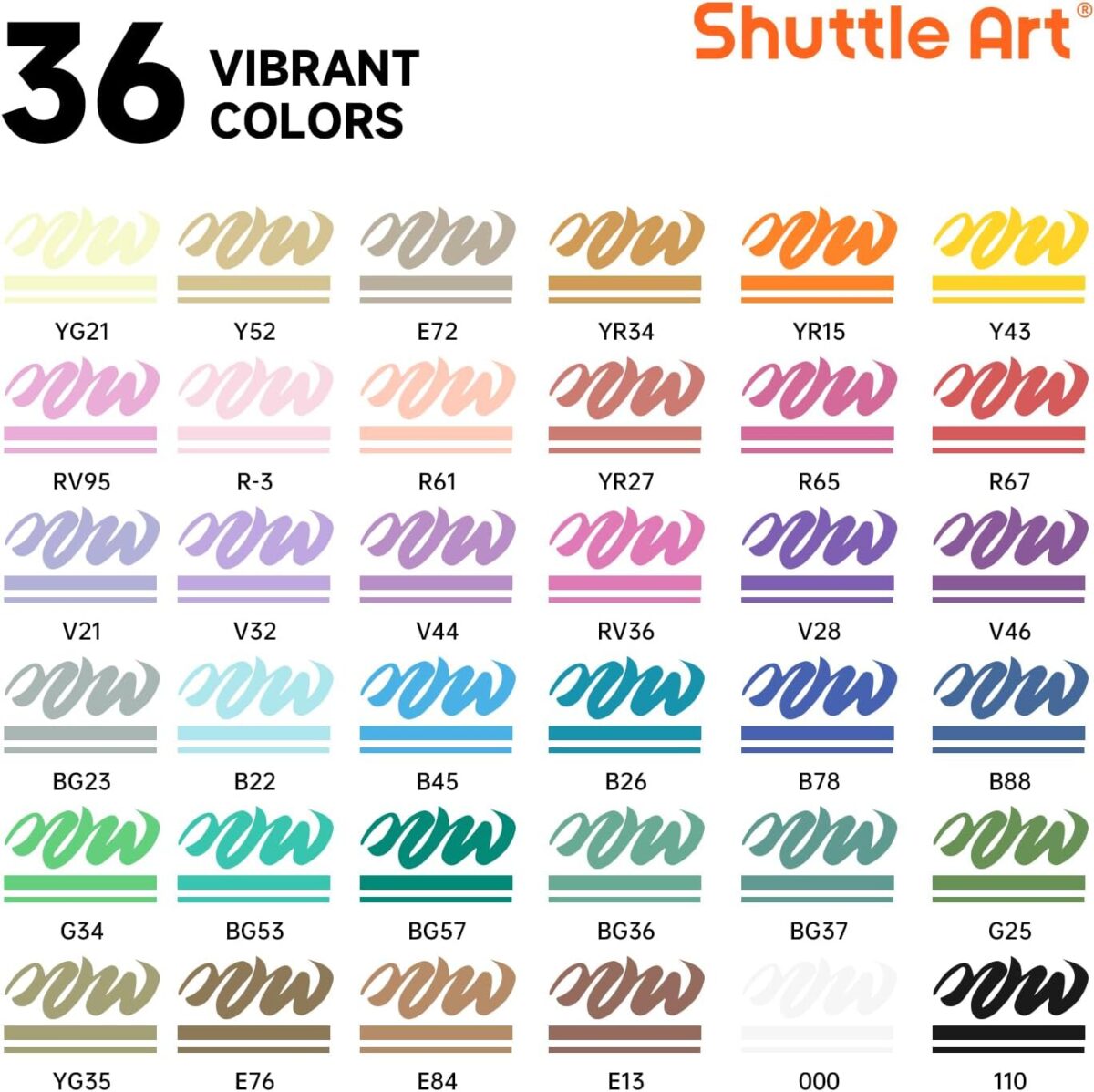 Shuttle Art Automatic Ink Control Acrylic Paint Markers, 36 Colors Brush Tip Acrylic Paint Pens for Rock Painting, Ceramic, Wood, Canvas, Glass, Stone, Fabric, Card Making, DIY & Art Supplies - Image 3