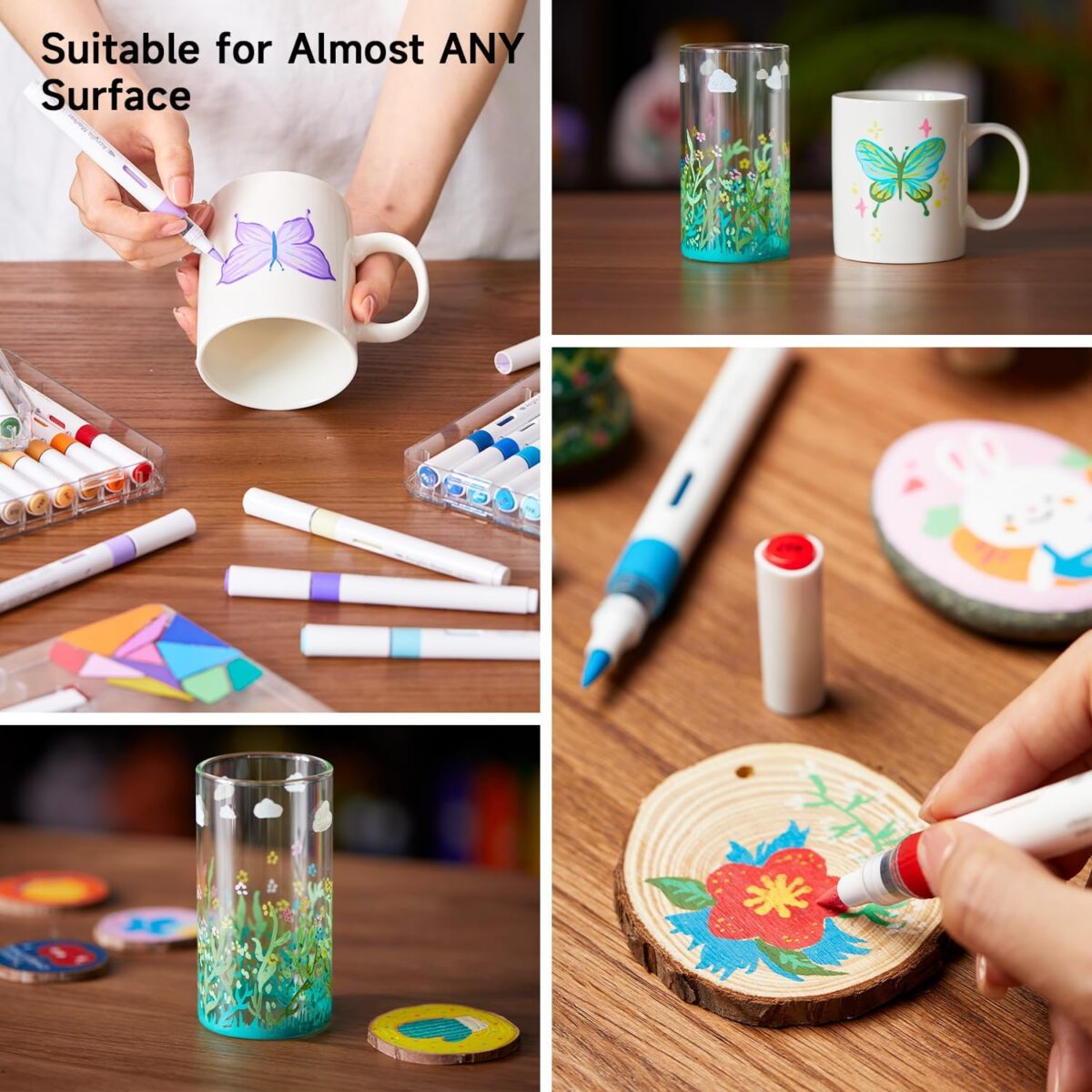Shuttle Art Automatic Ink Control Acrylic Paint Markers, 36 Colors Brush Tip Acrylic Paint Pens for Rock Painting, Ceramic, Wood, Canvas, Glass, Stone, Fabric, Card Making, DIY & Art Supplies - Image 9