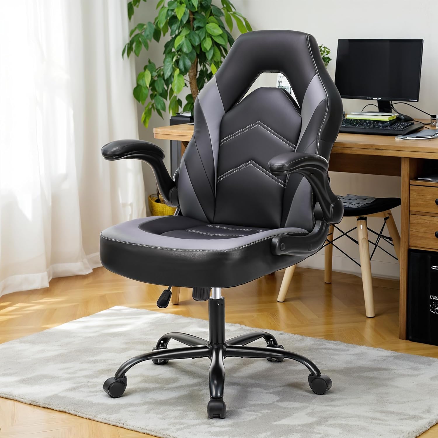 1760737834_Ergonomic-Gaming-Desk-Chair-Adjustable-PU-Leather-Swivel-Racing-Chair-with-Flip-up-Armrests-for-Home-Office-and-Entertainment-Perfect-for-Adults-Kids-and-Gamers.jpg Ergonomic Gaming Desk Chair - Adjustable PU Leather Swivel Racing Chair with Flip-up Armrests for Home Office and Entertainment, Perfect for Adults, Kids, and Gamers - Image 8