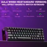 AULA WIN68 HE Mechanical Gaming Keyboard 60%, Hall Effect Magnetic Switch, Fast Trigger Mode Adjustable Actuation, 8000Hz Polling Rate, RGB Backlit, Wired Black Keyboard for Laptop/PC Gamer - Image 3