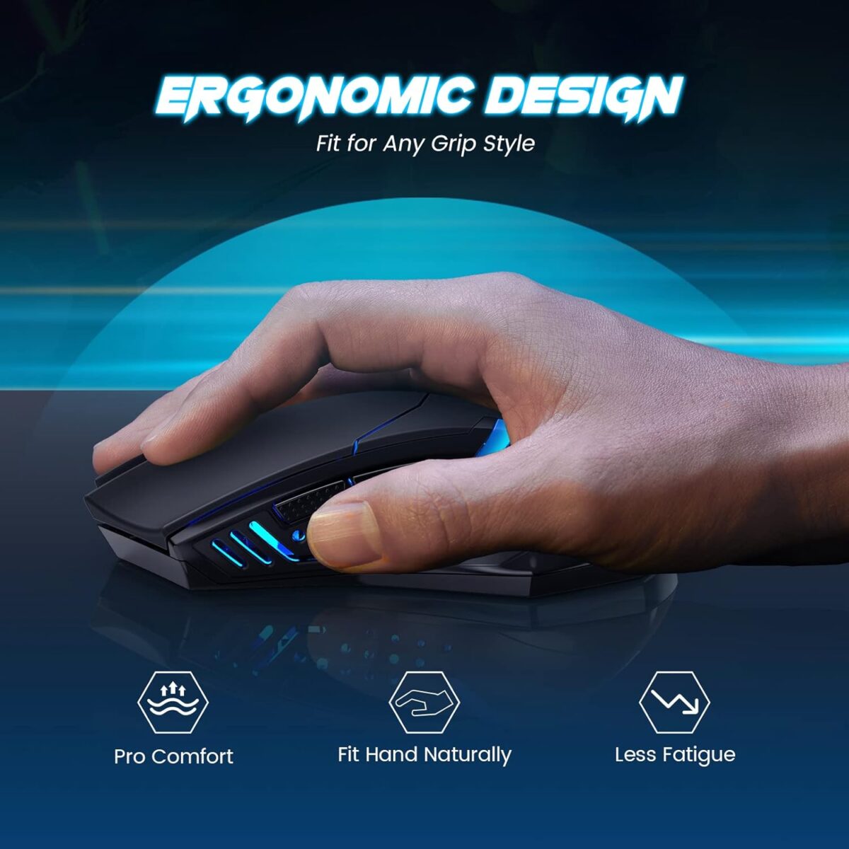 T-DAGGER Wireless Gaming Mouse- USB Cordless PC Accessories Computer Mice with LED Backlit, Ergonomic Gamer Laptop Mouse with 7 Silent Buttons, 5 Adjustable DPI Plug & Play for PC - Image 3