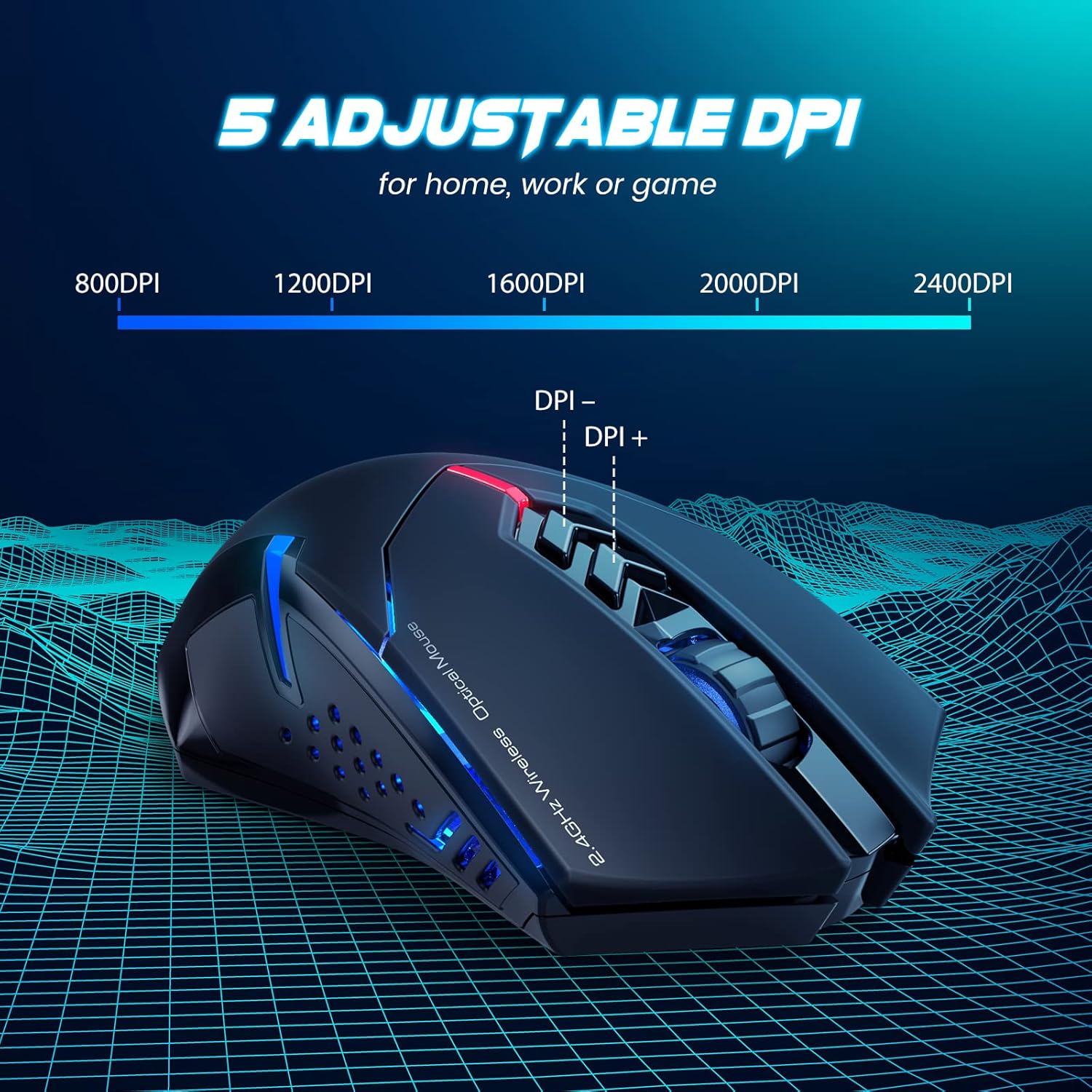 1760738833_T-DAGGER-Wireless-Gaming-Mouse-USB-Cordless-PC-Accessories-Computer-Mice-with-LED-Backlit-Ergonomic-Gamer-Laptop-Mouse-with-7-Silent-Buttons-5-Adjustable-DPI-Plug-Play-for-PC.jpg T-DAGGER Wireless Gaming Mouse- USB Cordless PC Accessories Computer Mice with LED Backlit, Ergonomic Gamer Laptop Mouse with 7 Silent Buttons, 5 Adjustable DPI Plug & Play for PC - Image 6