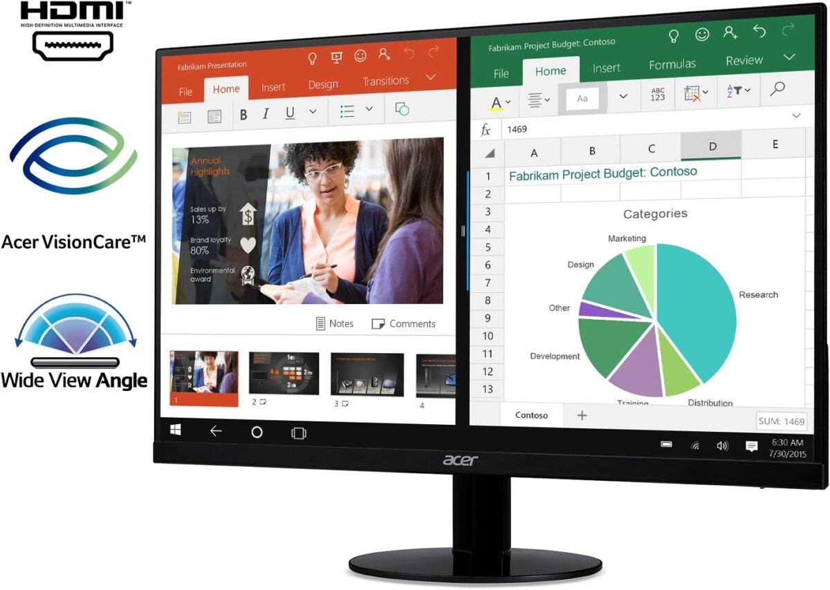 Acer 21.5 Inch Full HD (1920 x 1080) IPS Ultra-Thin Zero Frame Computer Monitor (HDMI & VGA Port), SB220Q bi - Image 4