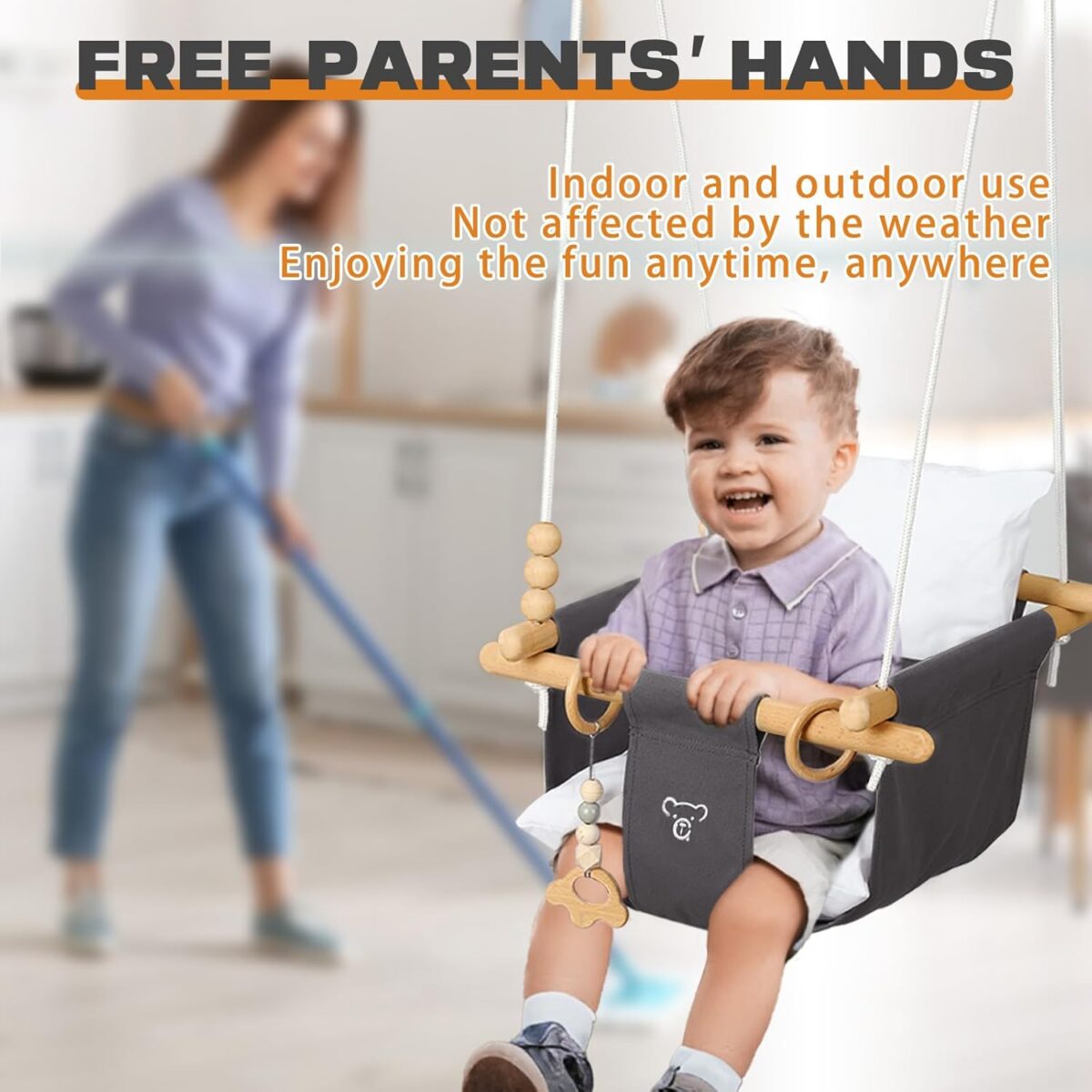 2-in-1 Baby Jumper & Swing - Foldable Stand, Stable Toddler Swing Set for Indoor & Outdoor Use - Image 7