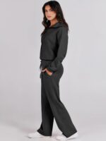 ANRABESS Women 2 Piece Outfits 2025 Fall Fashion Airport Wide Leg Pants Lounge Set Leisure Travel Vacation Clothes Sweatsuits - Image 4