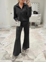 ANRABESS Women 2 Piece Outfits 2025 Fall Fashion Airport Wide Leg Pants Lounge Set Leisure Travel Vacation Clothes Sweatsuits - Image 10