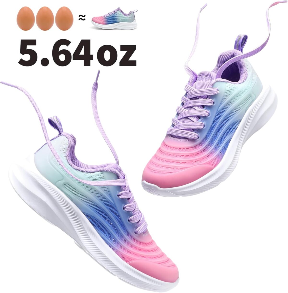 DREAM PAIRS Girls Boys Shoes Kids Lace up Tennis Sparkle Glitter Athletic Running Sneakers - Image 3