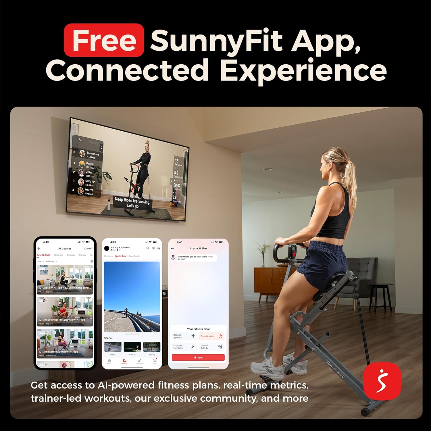 1760823507_Sunny-Health-Fitness-Smart-Row-N-Ride-Glute-Leg-Trainer-Foldable-Squat-Assist-Rower-with-Exclusive-SunnyFit-App-Connection.jpg Sunny Health & Fitness Smart Row-N-Ride Glute & Leg Trainer, Foldable Squat Assist Rower with Exclusive SunnyFit App Connection - Image 4