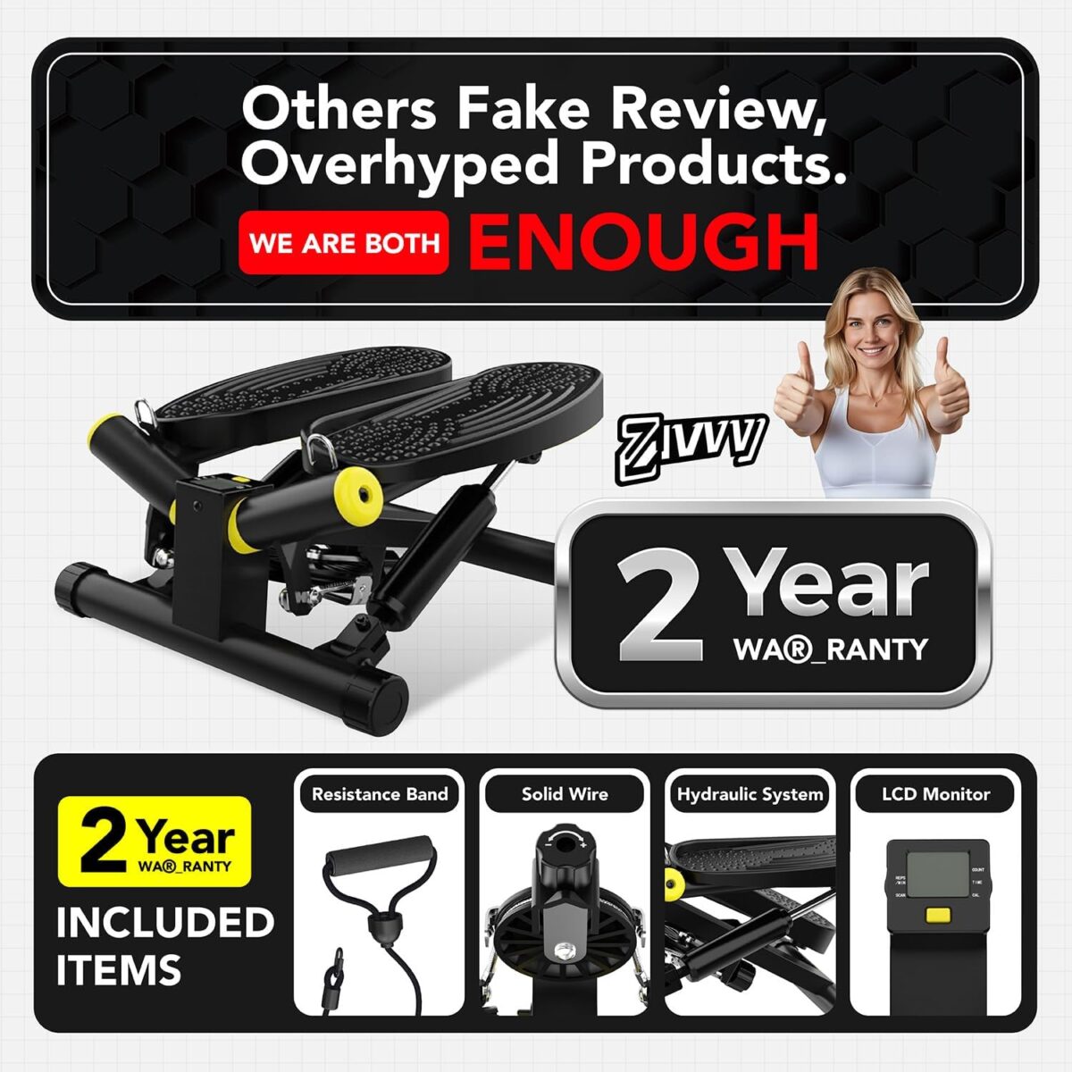 ZIWWVY- Mini Twist Stepper, Stepper Machine with 330LBS Weight Capacity, Mini Stepper for Full Body Workout, Adjustable Step Height, Smooth and Quiet, Step Machine for Men Women - Image 3