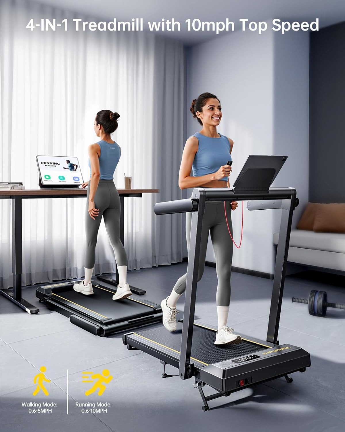 1760823895_Walking-Pad-Treadmill-with-12-Incline-4-in-1-Folding-Treadmill-for-HomeOffice-with-Handle-Bar-2.5HP-Under-Desk-Treadmills-Portable-Walking-Pad-with-App-Bluetooth-Speaker-0.6-10MPH.jpg Walking Pad Treadmill with 12% Incline, 4 in 1 Folding Treadmill for Home/Office with Handle Bar, 2.5HP Under Desk Treadmills Portable Walking Pad with App & Bluetooth Speaker, 0.6-10MPH - Image 4