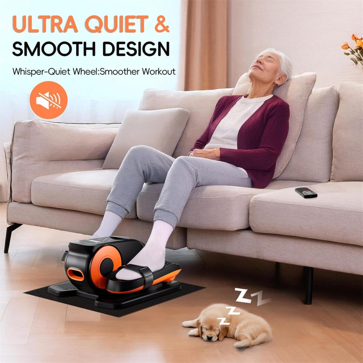 Under Desk Elliptical Machine, Morelax Ellipse Leg Exerciser for Seniors Fully Assembled, Quiet & Portable Electric Seated Pedal Exerciser with Remote Control & 12 Adjustable Speeds - Image 6