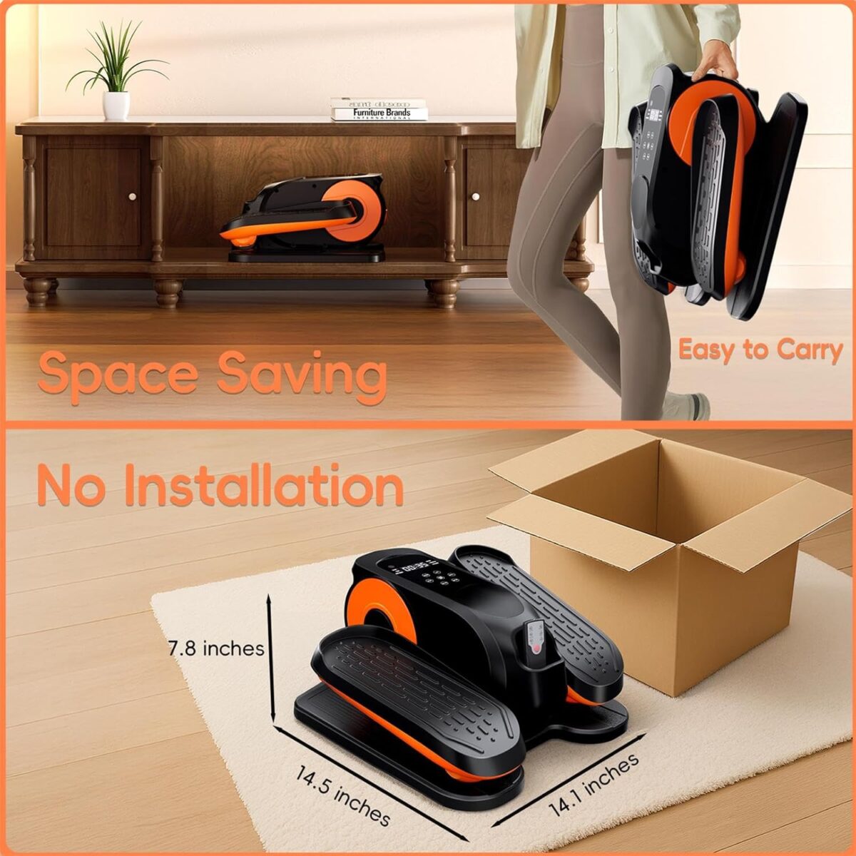 Under Desk Elliptical Machine, Morelax Ellipse Leg Exerciser for Seniors Fully Assembled, Quiet & Portable Electric Seated Pedal Exerciser with Remote Control & 12 Adjustable Speeds - Image 9