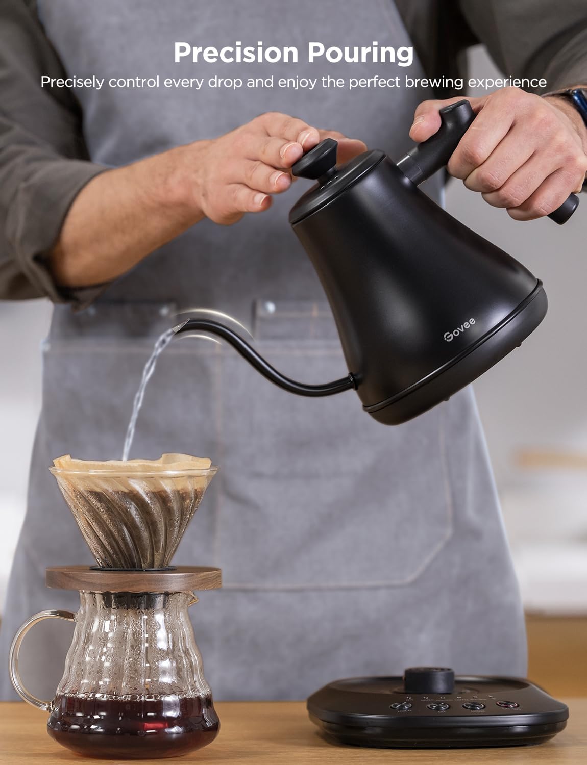 1760825582_Govee-Smart-Electric-Kettle-WiFi-Variable-Temperature-Gooseneck-Pour-Over-Kettle-and-Tea-Kettle-Alexa-Control-1200W-Quick-Heating-100-Stainless-Steel-0.8L-Matte-Black.jpg Govee Smart Electric Kettle, WiFi Variable Temperature Gooseneck Pour Over Kettle and Tea Kettle, Alexa Control, 1200W Quick Heating, 100% Stainless Steel, 0.8L, Matte Black - Image 3